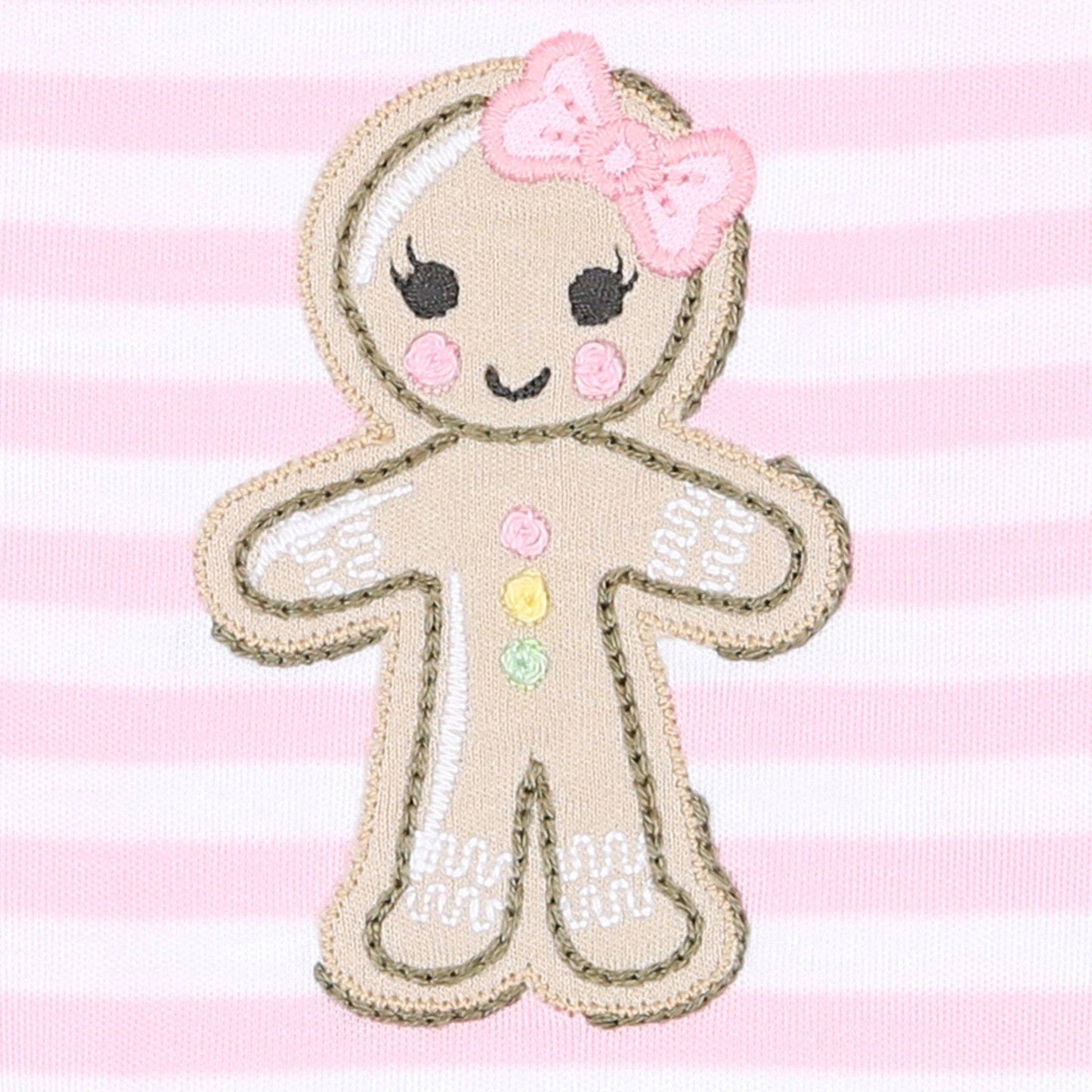 Gingerbread Land Ruffle Footie - Pink
