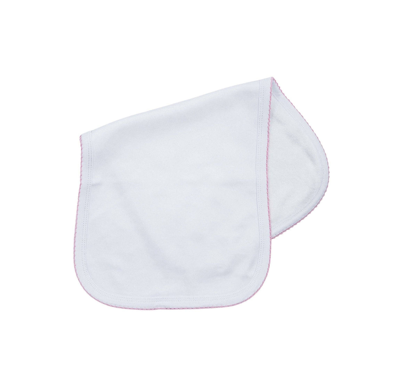 Burp Cloth - Picot outside: White w/ Pink Trim
