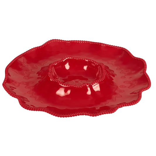 Red Perlette Melamine Chip and Dip