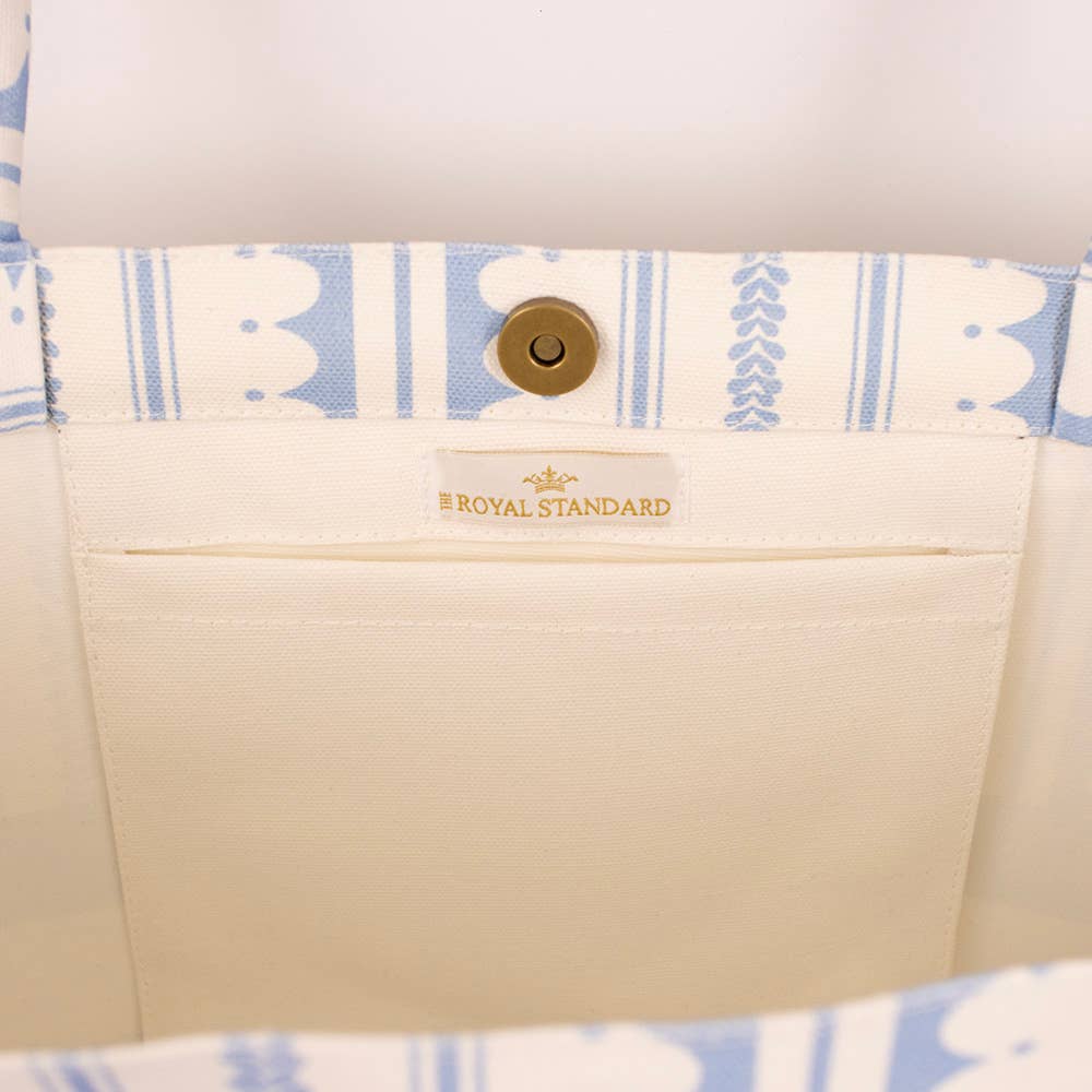 Chantilly Classic Tote  White & Blue
