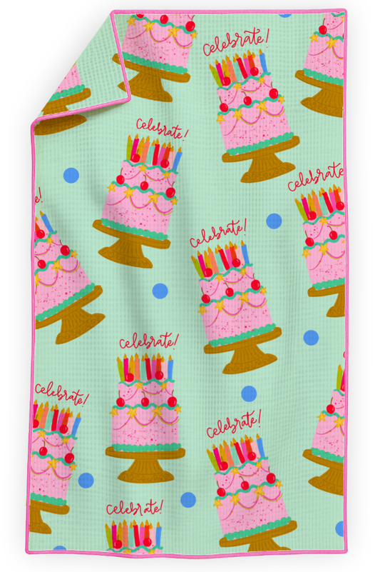 Birthday- Microfiber Waffle Weave Tea Towel
