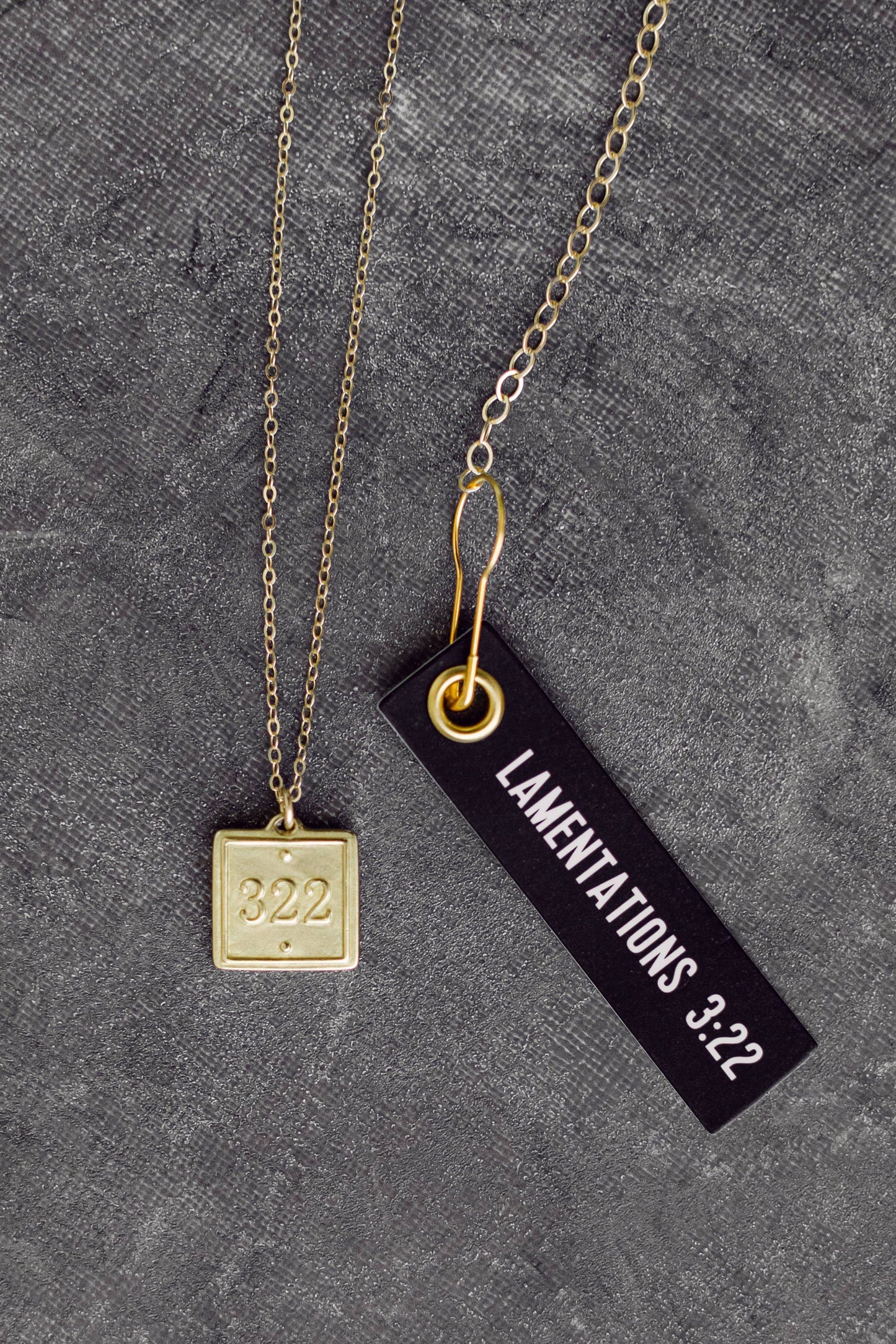 22" - Lamentations 3:22 (Petite Pendant Necklace)