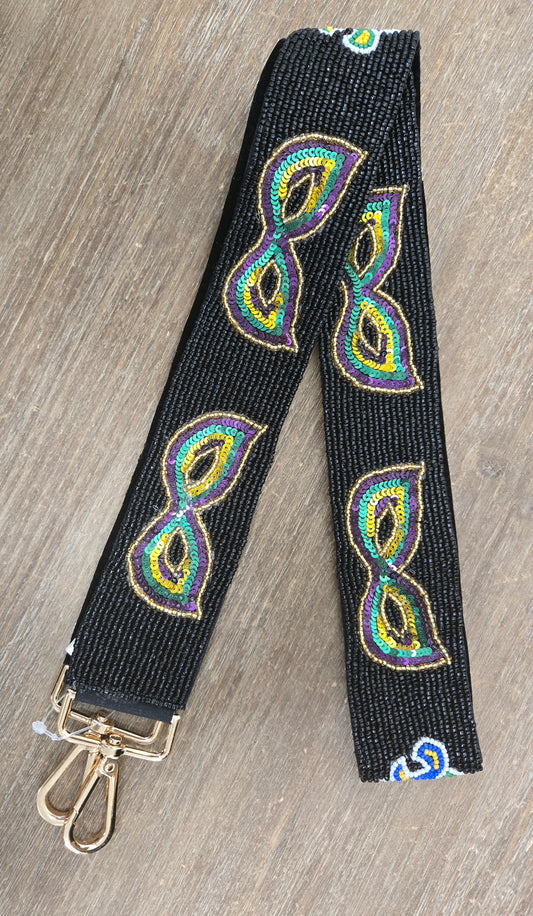 Mardi Gras Sequin Mask Purse Strap