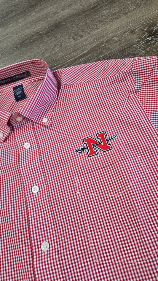 Nicholls Embroidered Gingham Button-down