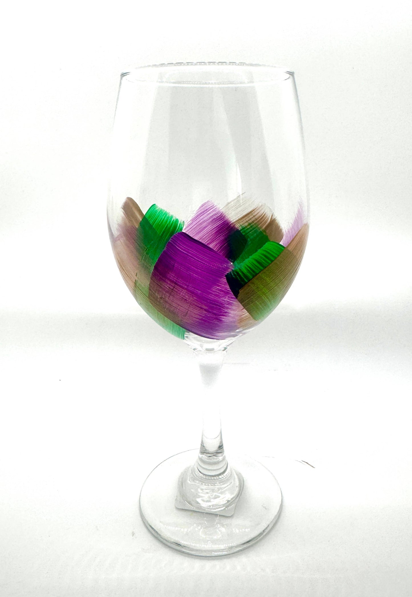 Hand Painted Mardi Gras Wine Glass