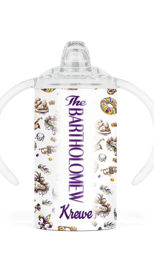 Personalized Kid Mardi Gras Sippy Threaux Tumbler 12oz
