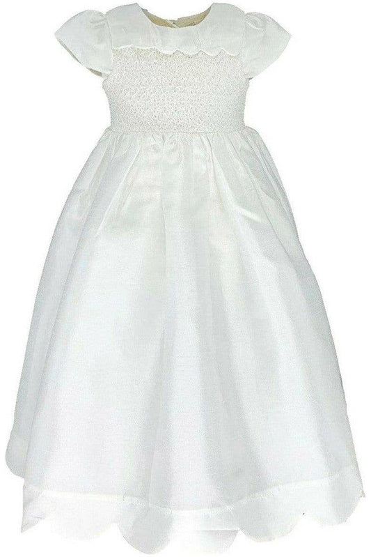 Baby Girl Baptism & Christening Gown Scallop with Bonnet