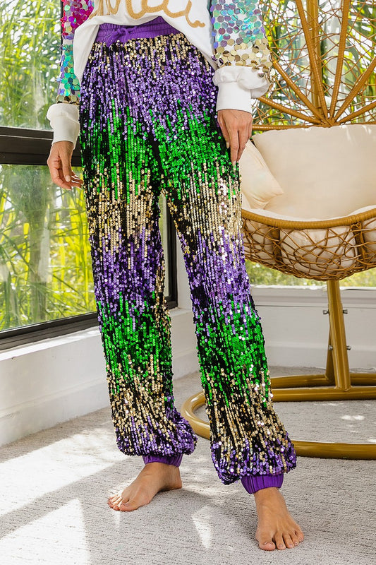Sequin Colorblock Pants
