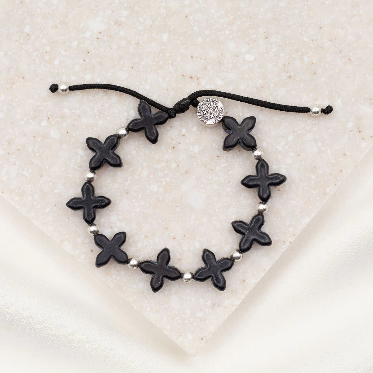 Grounded In Faith Bracelet- Black/Silver
