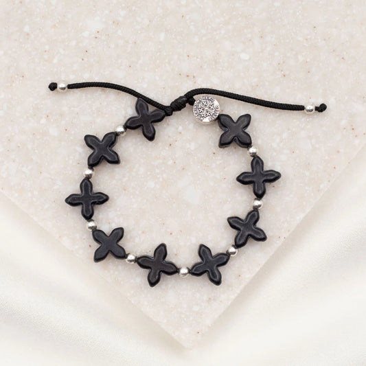 Grounded In Faith Bracelet- Black/Silver