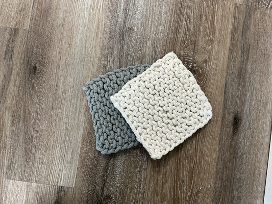 Gray Crochet Pot Holder Set