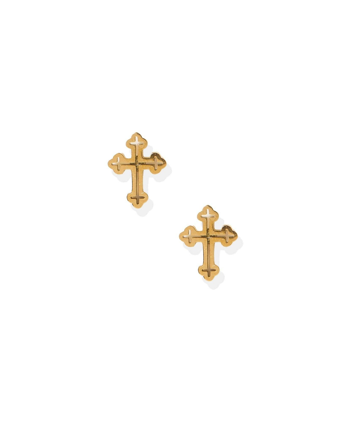 Latin Cross Screwback Stud Earrings - Gold