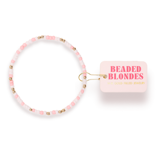 Light Pink and Luster White Sprinkle Bracelet: Standard 6.75 Inch