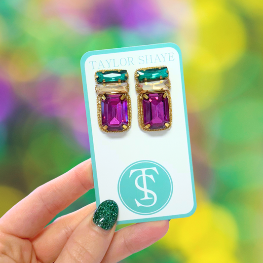 Mardi Gras Gem Stud