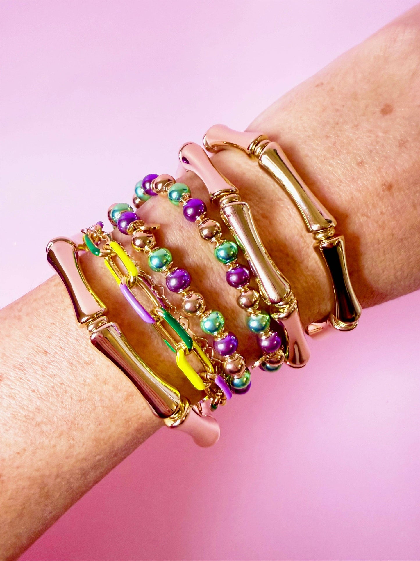 Traditional Mardi Gras Chain Bracelet