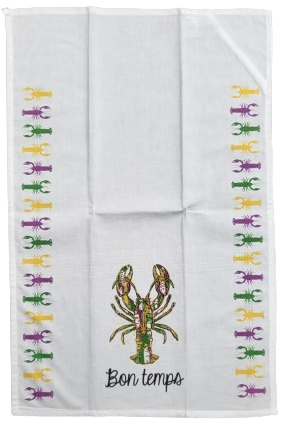 Crawfish Bon temps Mardi Gras Flour Sack Towel