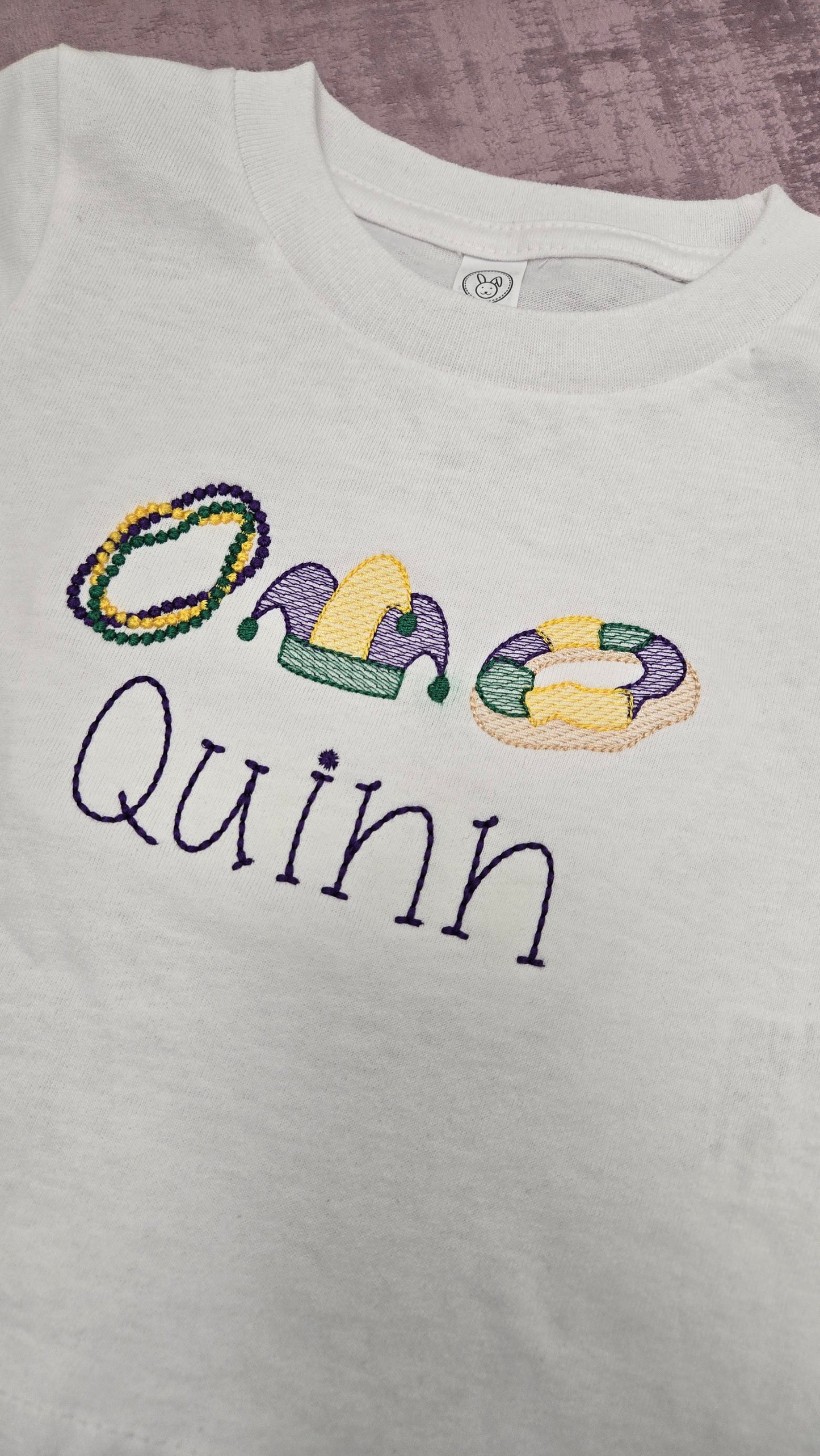 Mardi Gras Trio Sketch Embroidered T-Shirt