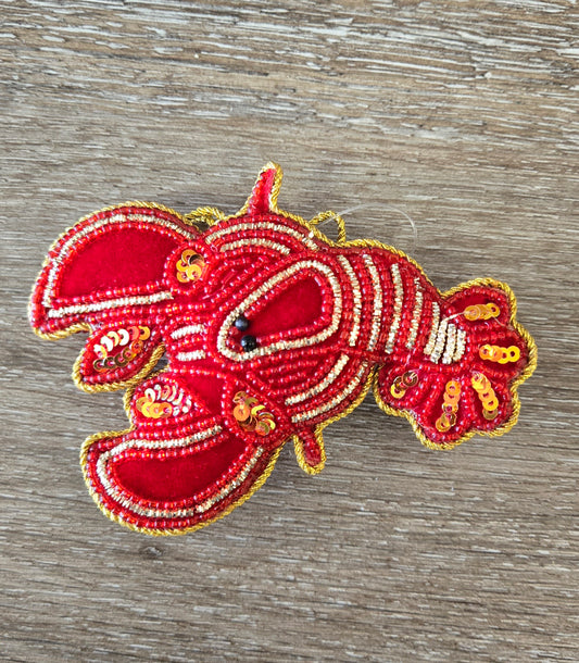 Crawfish Beaded Ornament