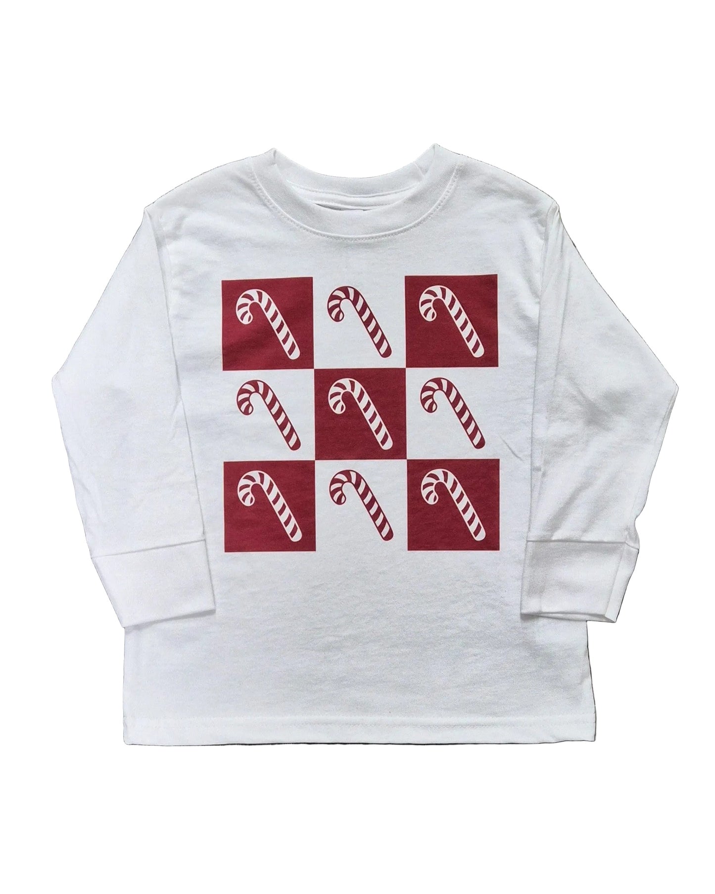 Checkered Candy Cane Long Sleeve Tee