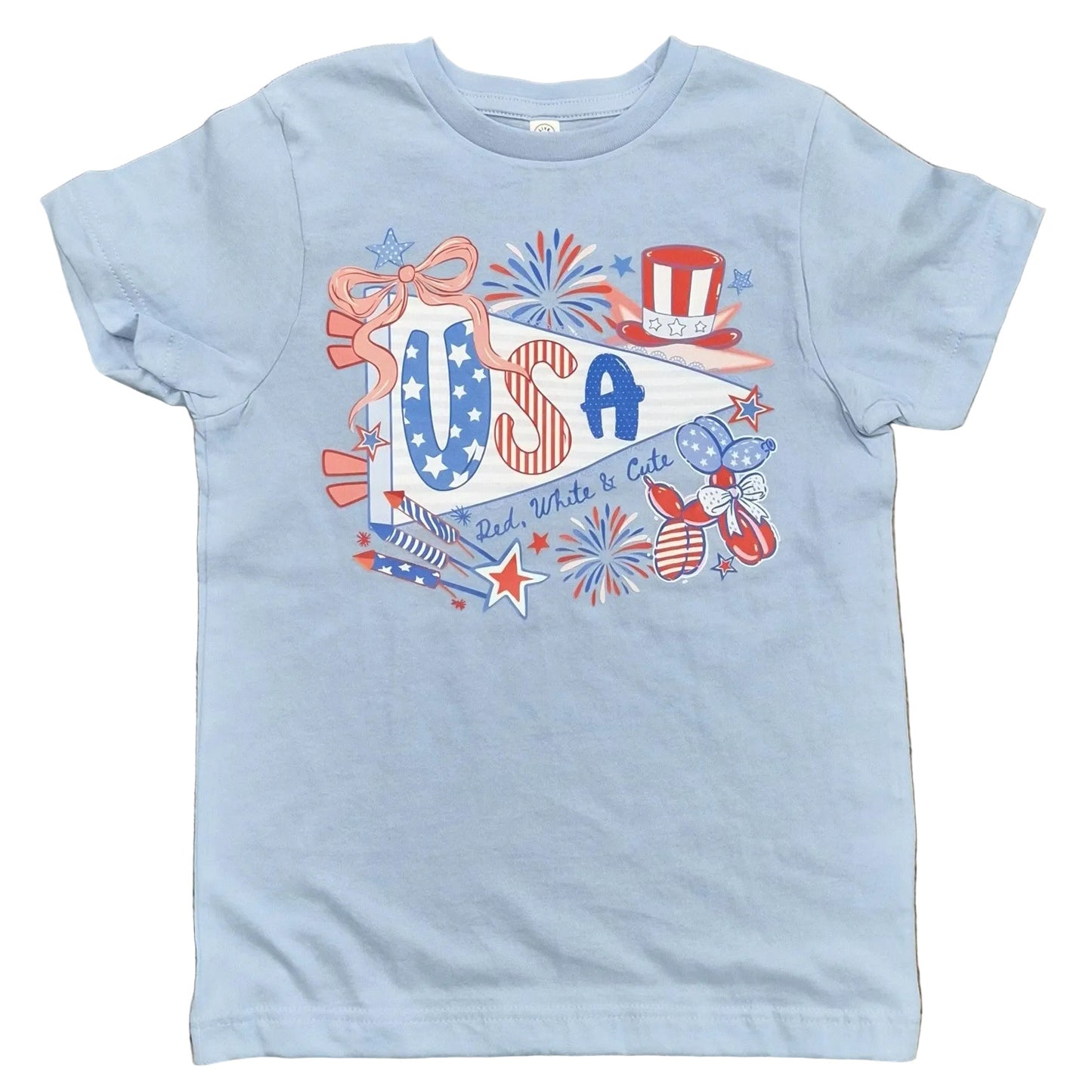 USA Pennant Red, White & Cute Kid's Tee