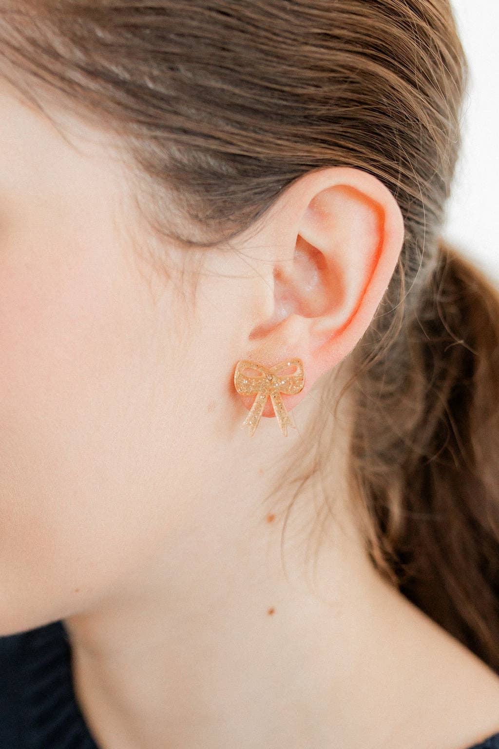 Sophia  Bow Earrings - Gold Glitter