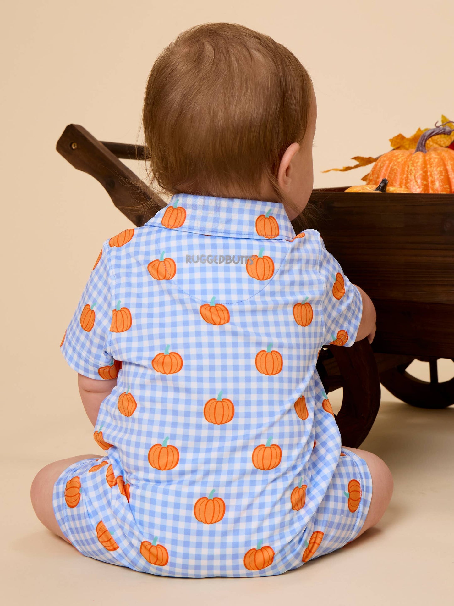 Pumpkin Patch Gingham Short Sleeve Polo Romper