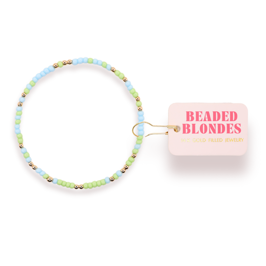 Light Green and Powder Blue Sprinkle Bracelet: Standard 6.75 Inch