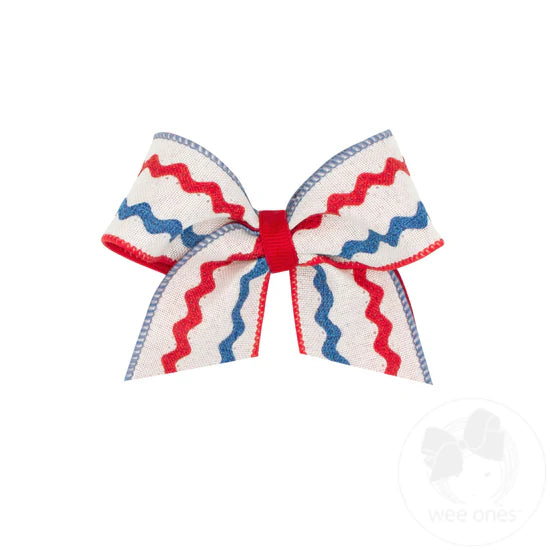Medium Patriotic Ric-Rac Linen Bow