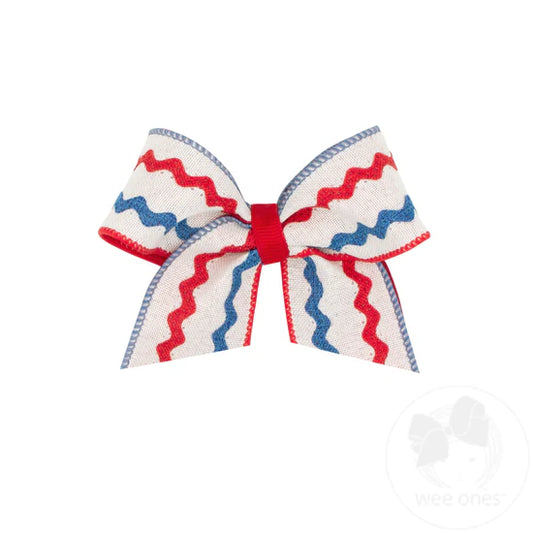 Medium Patriotic Ric-Rac Linen Bow