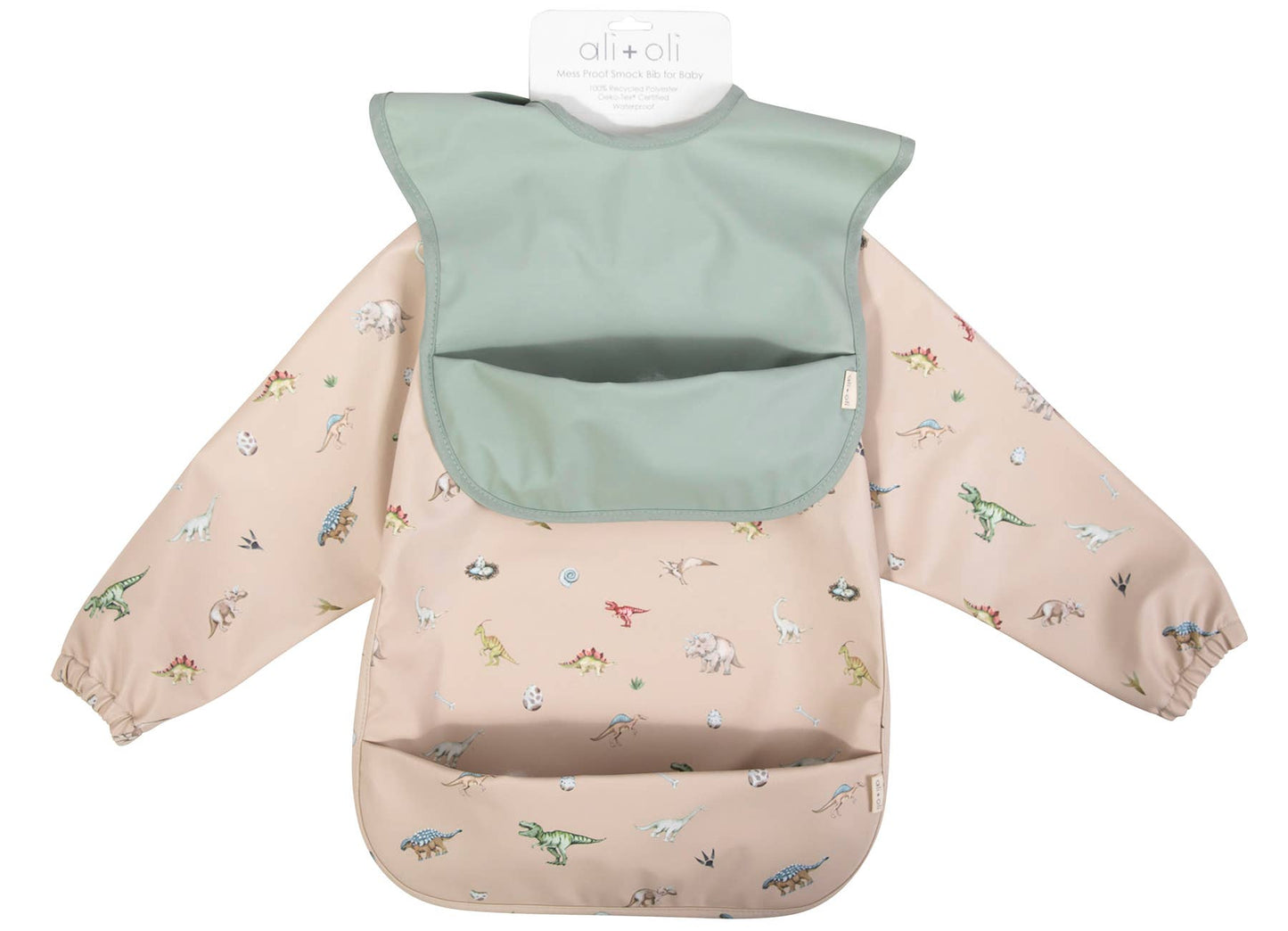 Smock Bib Long & Short Sleeve Set (Dino-Mint)