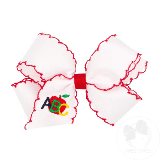 Medium Back to School Moonstitch Embroidered Hair Bows