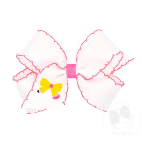 Medium Back to School Moonstitch Embroidered Hair Bows