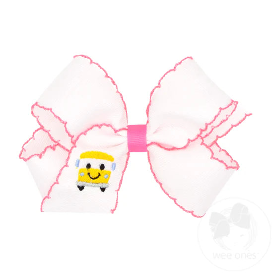 Medium Back to School Moonstitch Embroidered Hair Bows