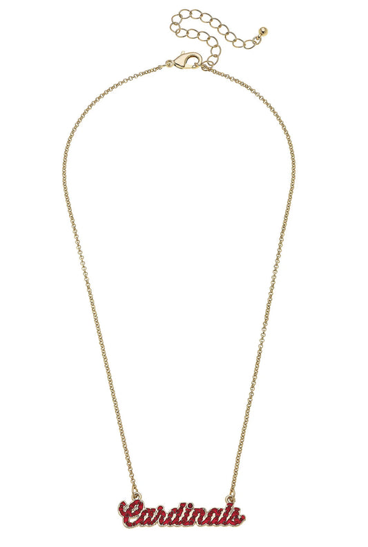 Cardinals Pave Autograph Enamel Necklace in Red