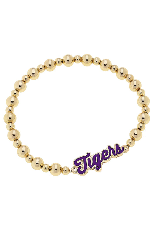 LSU Tigers Autograph Enamel Stretch Bracelet in Shiny Gold