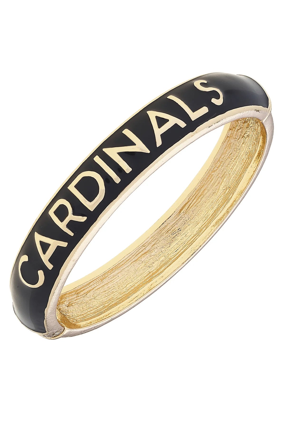 Cardinals Sculpted Enamel Hinge Bangle in Black