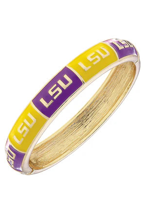 LSU Tigers Sculpted Enamel Checkered Hinge Bangle in Purple/Gold