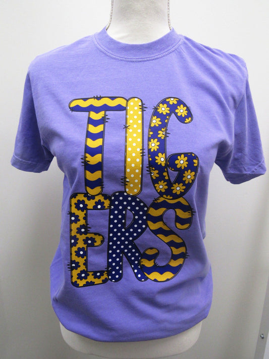Tigers Bubble Letter Comfort Color Tee