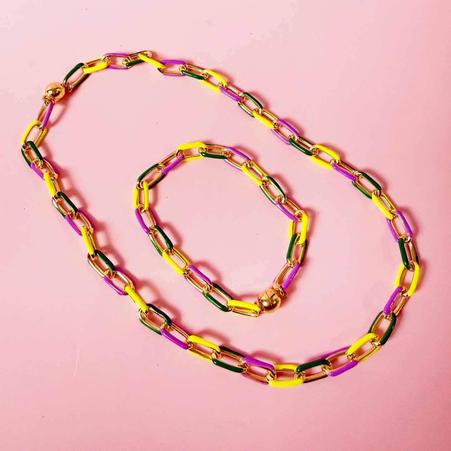 Traditional Mardi Gras Chain Bracelet