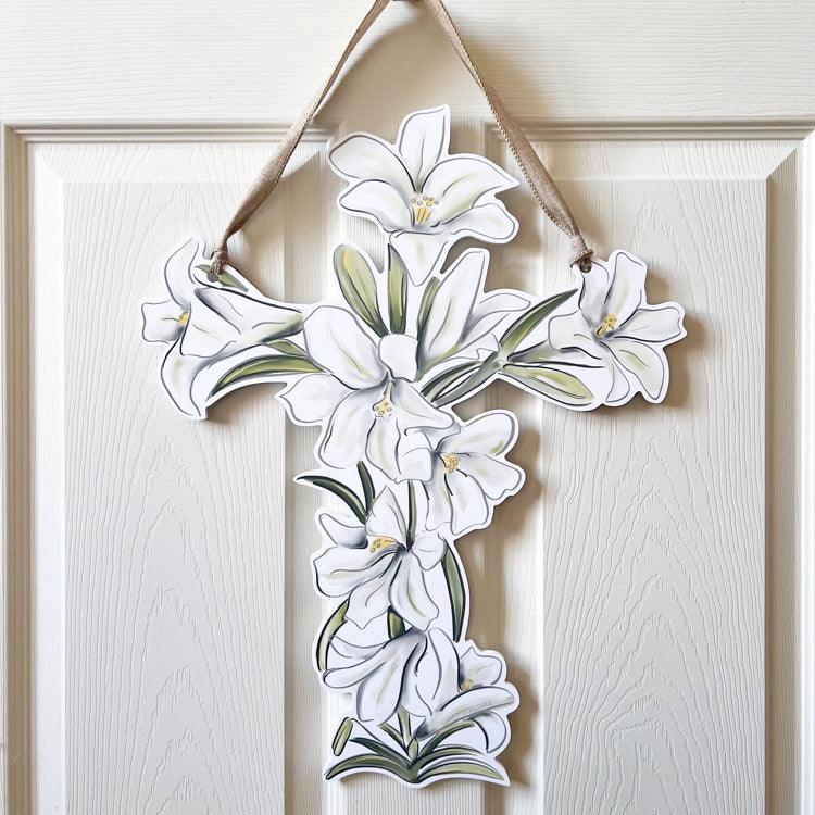 Easter Lily Cross Door Hanger