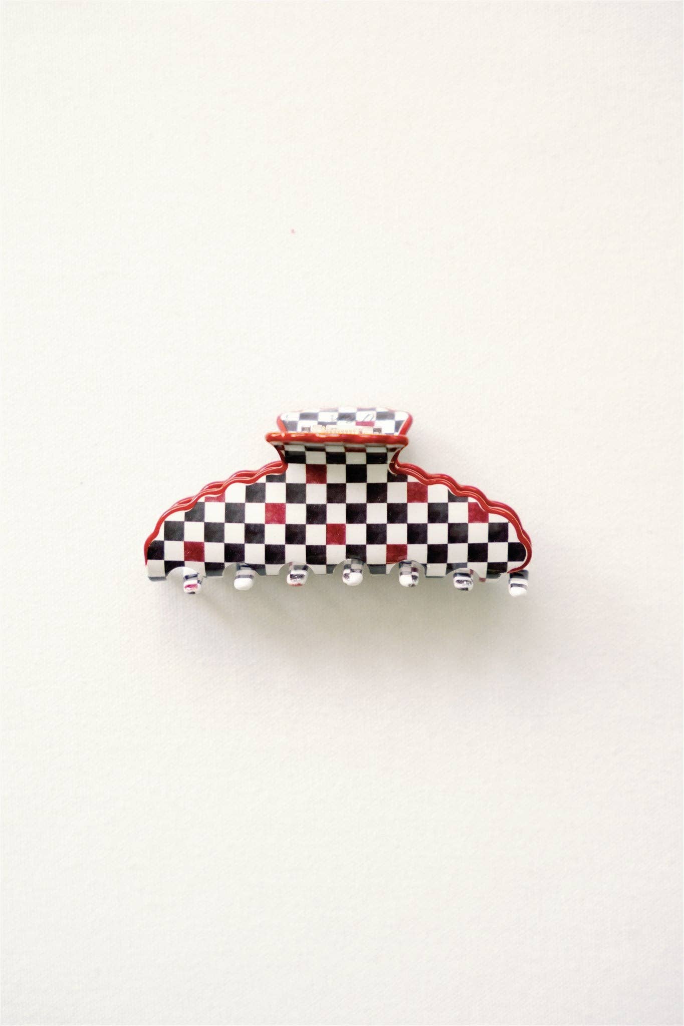 Black and Red Scalloped Claw Clip