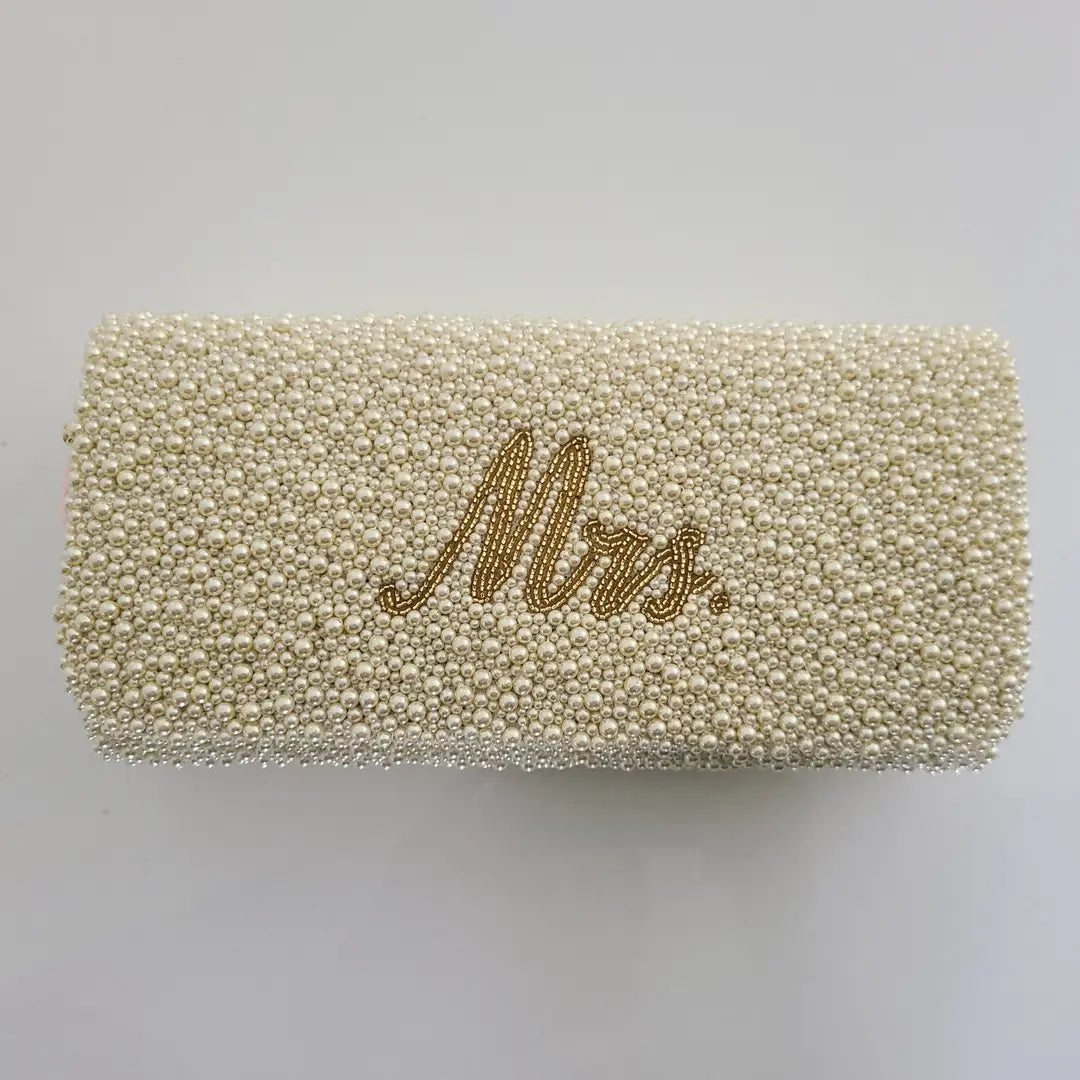 Mrs. Beaded Bag With Custom Wedding Date