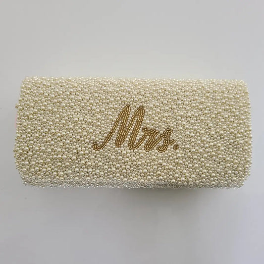 Mrs. Beaded Bag With Custom Wedding Date