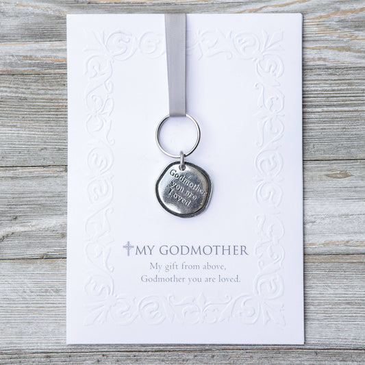 Godmother You Are Loved Pewter Keychain