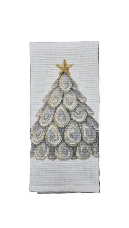 Oyster Christmas Tree Waffle Tea Towel