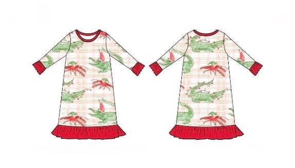 Gator/Crawfish Christmas Night Gown