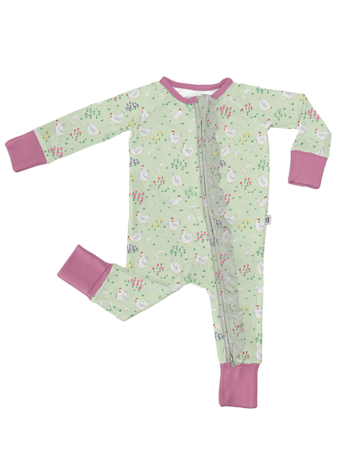 Spring Chickens Ruffle Zip Pajamas