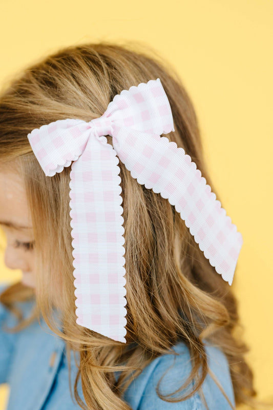 Gingham Long-tail bow: Medium