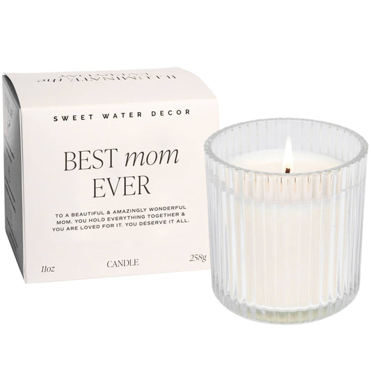 Best Mom Ever Soy Candle - Ribbed Glass Jar