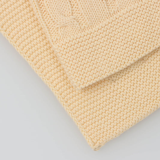 Baby Blanket with Braided Cotton Knit: Yellow